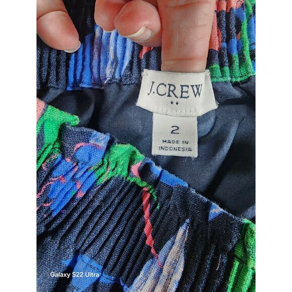 J. Crew Womans 2 Linen Blend Mini Pull-on Skirt Pull On Floral Hawaiian Coastal - Picture 7 of 8